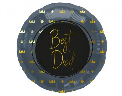 Best Dad foil balloon with gold letters and little crowns 45cm