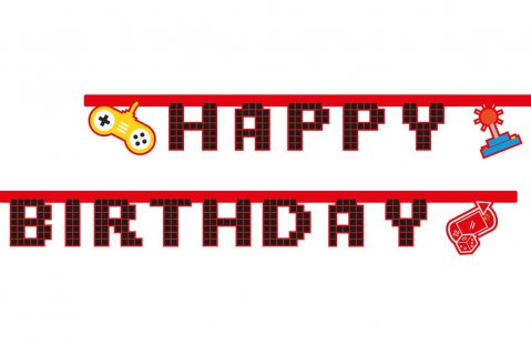 Happy Birthday letter garland for a Gaming theme party decoration