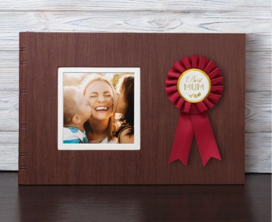 Red rosette badge, wearable party accessories for Mothers Day.