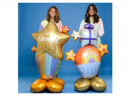 Extra large self standing foil balloon for a birthday party theme decoration