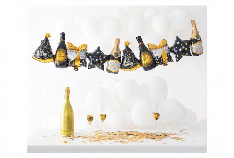 Garland with mini shaped foil balloons for a birthday party theme decoration