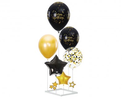 Black Happy Birthday DIY μπουκέτο μπαλόνια με αέρα 6τμχ