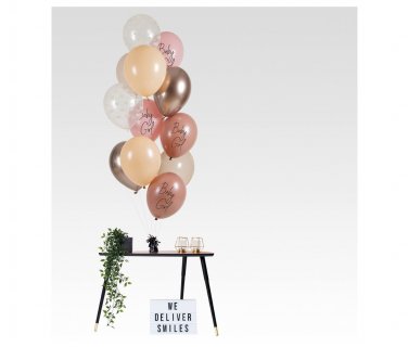 Latex balloons with baby girl print for a baby shower party decoration