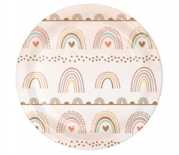 Boho rainbow small paper plates 8pcs
