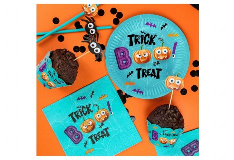 Boo Trick or Treat small paper plates for Halloween party