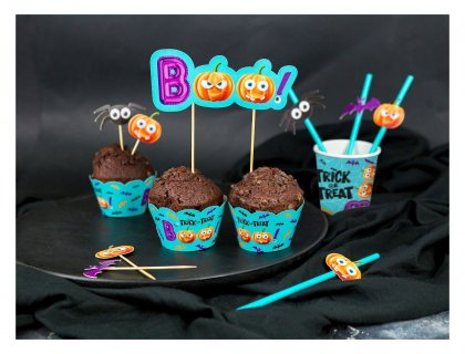 BOO trick or treat διακοσμητικά περιτυλίγματα για cupcakes για Halloween πάρτυ