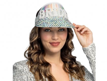 Bride sun visor with pearls and rhinestones