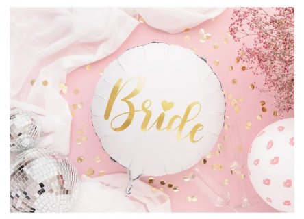 Λευκό foil μπαλόνι με χρυσό τύπωμα Bride για μπάτσελορ πάρτυ και για γάμο