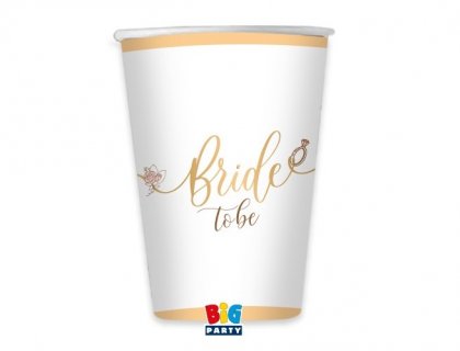 Bride to Be white paper cups with gold print 8pcs