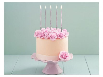 Birthday cake tall candles in candy pink color