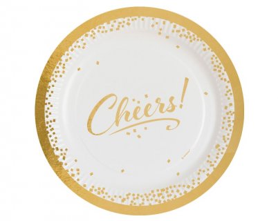 Cheers άσπρα μεγάλα χάρτινα πιάτα με χρυσό τύπωμα 8τμχ