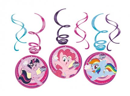 Classic Little Pony hanging swirl decorations 6pcs