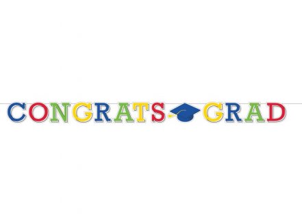 Congrats Grad πολύχρωμη γιρλάντα για πάρτυ αποφοίτησης 244εκ
