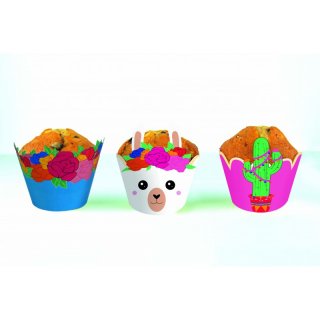 Λάμα και Κάκτος Διακοσμητικά Περιτυλίγματα για Cupcakes (6pcs)