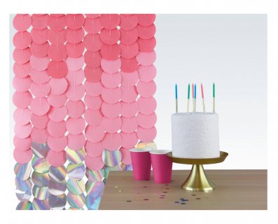 Party backdrop in pink and iridescent color