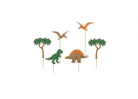 Dinosaurs toppers for the birthday cake decoration 6pcs