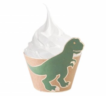 Dinosaurs cupcake wrappers with gold foiled details