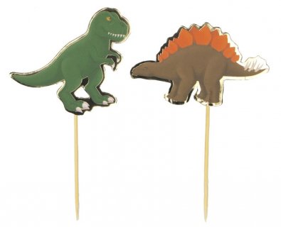 Dinosaurs decorative picks with gold foiled edging 10pcs