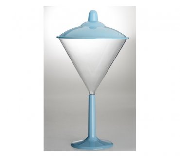 Martini cup with blue high pedestal and blue cover cup
