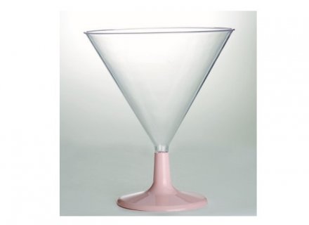 Martini cup with a short pink pedestal for the candy bar