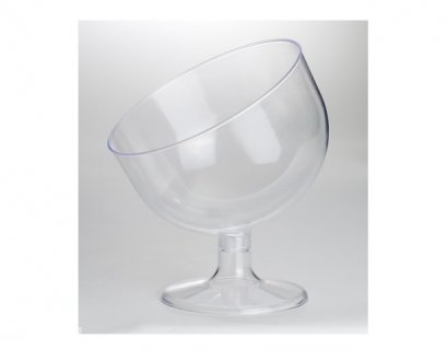 Clear color inclined cup with short pedestal 16cm x 19cm