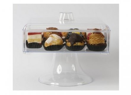 Clear color cake stand with lid 20,5cm