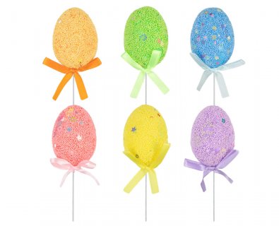 Colorful Easter eggs on stick 6pcs