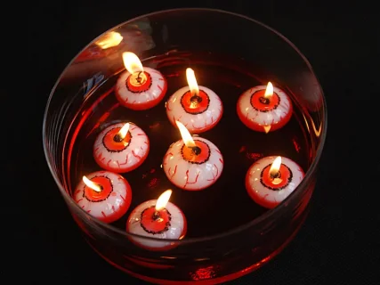 Decorative floating candles with eye design for a Halloween theme party