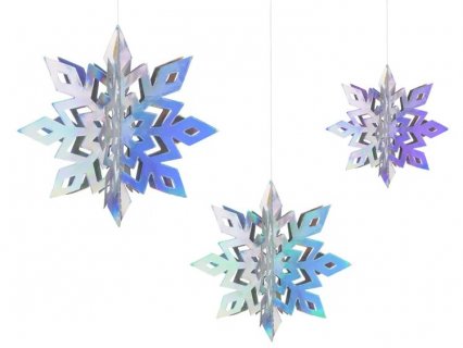 Iridescent decorative snowflakes 6pcs