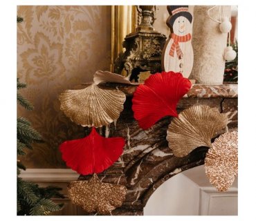Decorative garland with red and gold leaves
