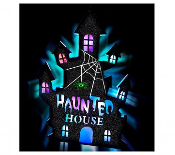 Haunted house wall decoration with led lights for a Halloween theme party