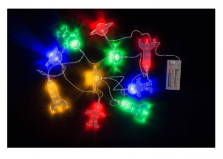 Space garland with Led lights for a party decoration