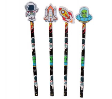 Space Pencil set and erasers 4pcs