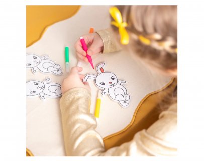 Creative kit with bunnies and color markers for an Easter theme party