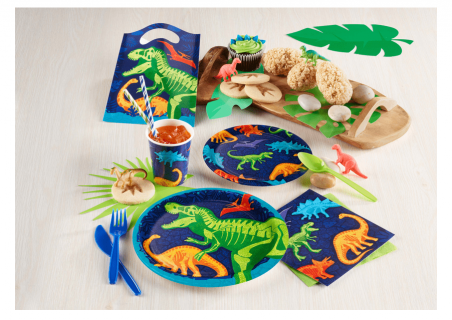Large paper plates Dino Dig for a dinosaur theme party.