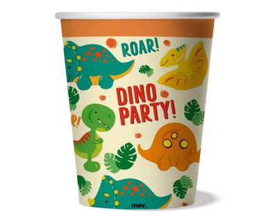 Dino Party ποτήρια χάρτινα με σχέδιο τους δεινόσαυρους 8τμχ