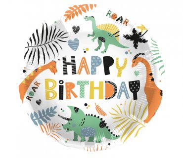 Dino roar Happy Birthday foil balloon 45cm