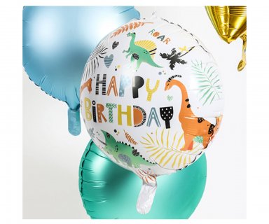 Foil balloon for a birthday party with the dinosaurs roar theme