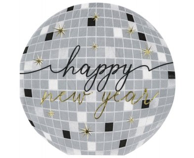 Disco Happy New Year round shaped napkins 16pcs