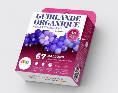 DIY garland with latex balloons in purple color