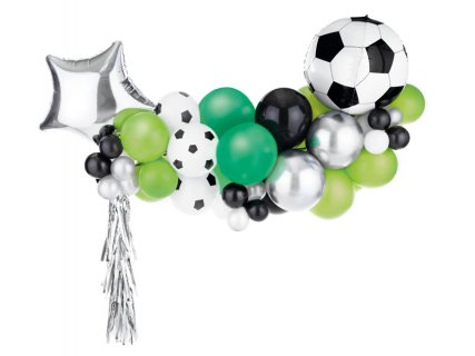 DIY balloon garland for a soccer theme party decoration