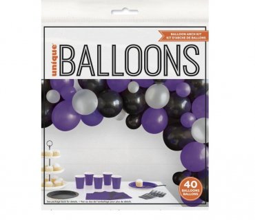 DIY purple, black and silver balloon garland 240cm