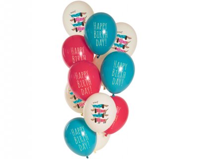 Doggy Happy Birthday latex balloons 12pcs