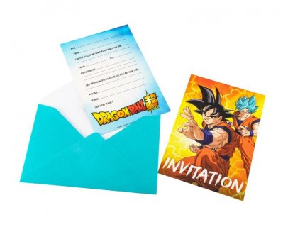 Invitations and envelopes with Dragon Ball Z for an Anime theme party