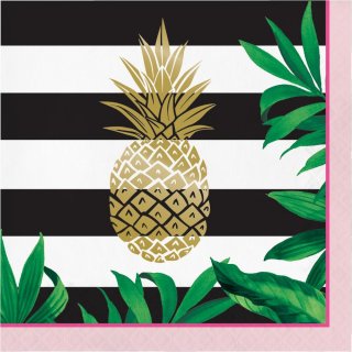 Pineapple Gold Foiled Luncheon Napkins 16/pcs