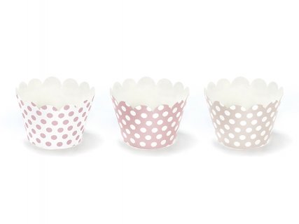 Sweets collection cupcake wrappers in pink color with dots