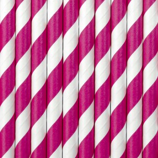 Hot Pink Swirl paper Straws 10/pcs