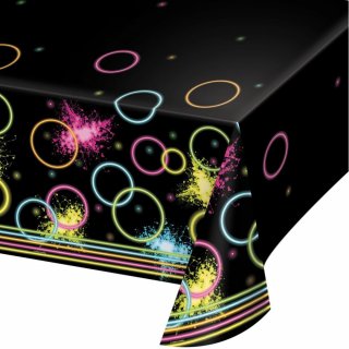 Glow party black plastic tablecover