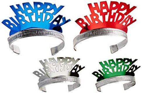Happy Birthday colorful tiaras party accessories