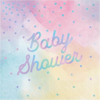 Iridescent Baby Shower Luncheon Napkins in Pastel Colors 16/pcs